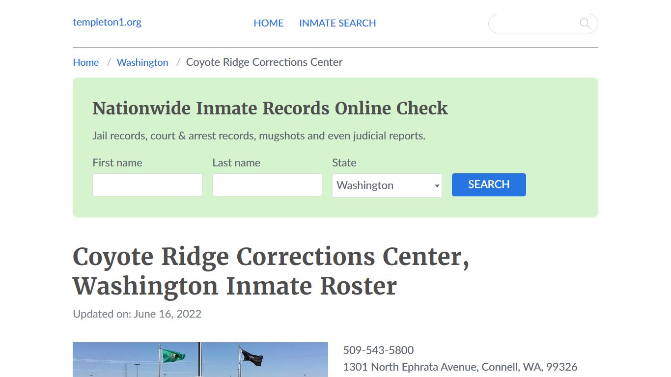 Coyote Ridge Corrections Center, Washington Inmate Roster